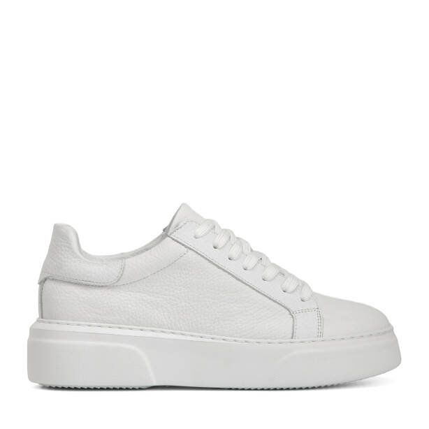 Beyaz Hakiki Deri Kadın Sneaker - K4MEAY068702-B69 - Tergan Four Season