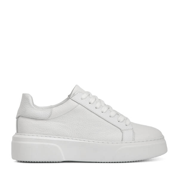 Beyaz Hakiki Deri Kadın Sneaker - K4MEAY068702-B69 - 1
