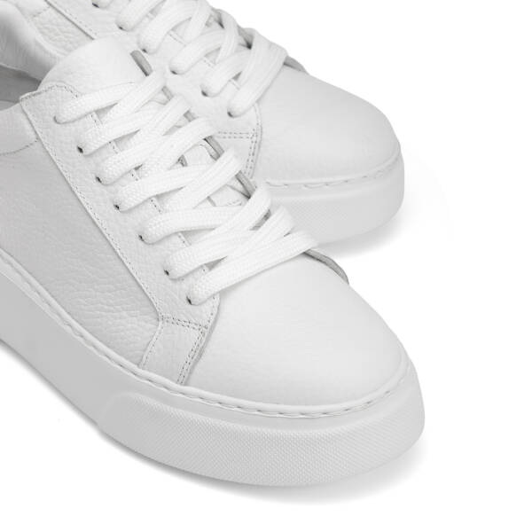 Beyaz Hakiki Deri Kadın Sneaker - K4MEAY068702-B69 - 3