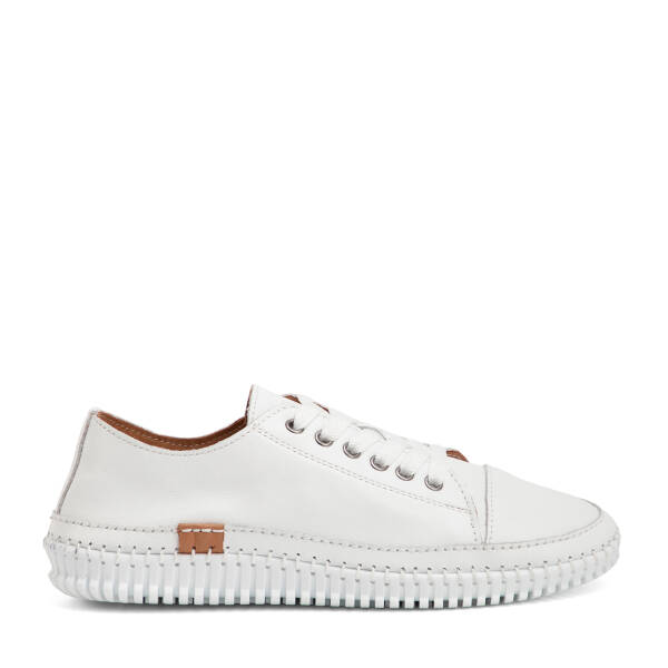 Beyaz Hakiki Deri Kadın Sneaker - K4MEAY068703-A26 - 1