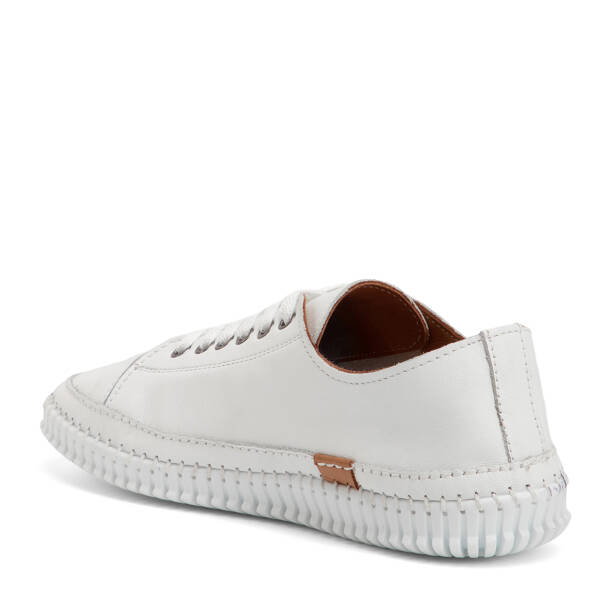 Beyaz Hakiki Deri Kadın Sneaker - K4MEAY068703-A26 - Tergan Four Season