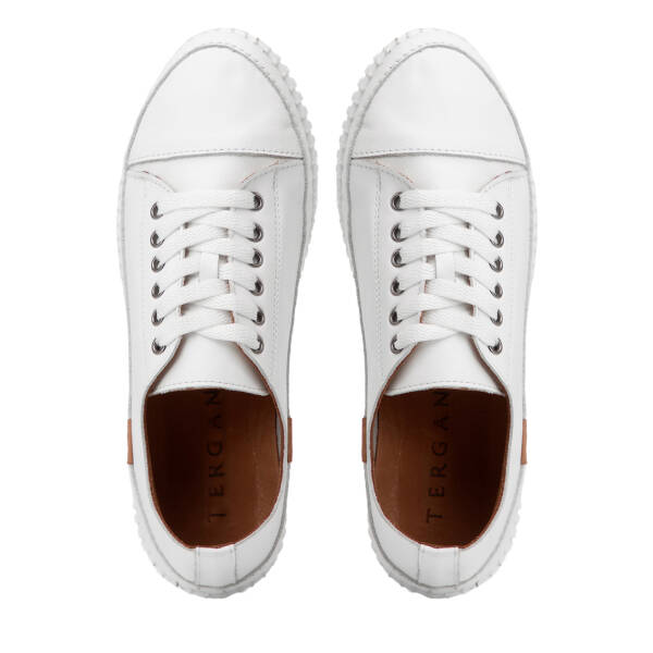 Beyaz Hakiki Deri Kadın Sneaker - K4MEAY068703-A26 - 5