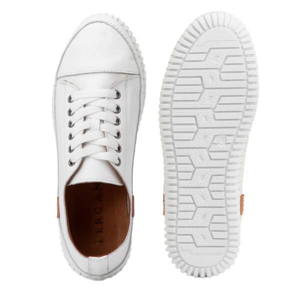 Beyaz Hakiki Deri Kadın Sneaker - K4MEAY068703-A26 - Tergan Four Season