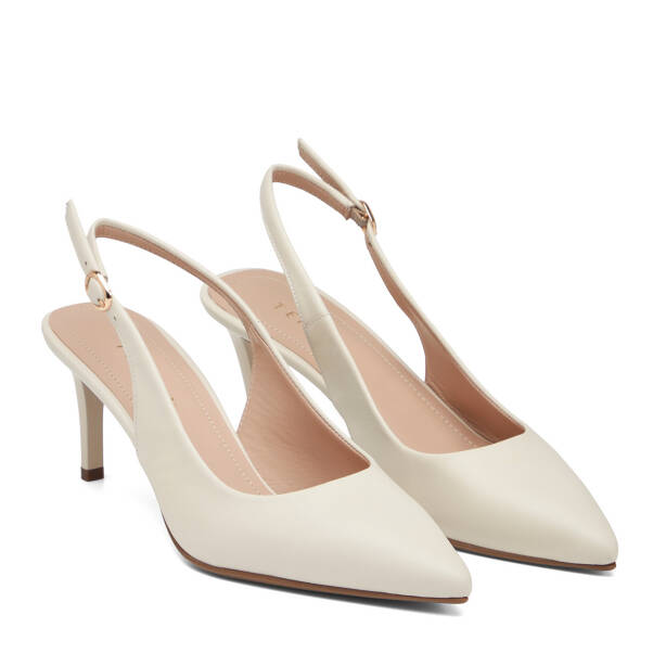 Beyaz Hakiki Deri Kadın Stiletto - K26Y1AY68388-N3O - 2