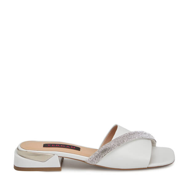 Beyaz Hakiki Deri Kadın Terlik - K25Y1TR67938-A26 - 3