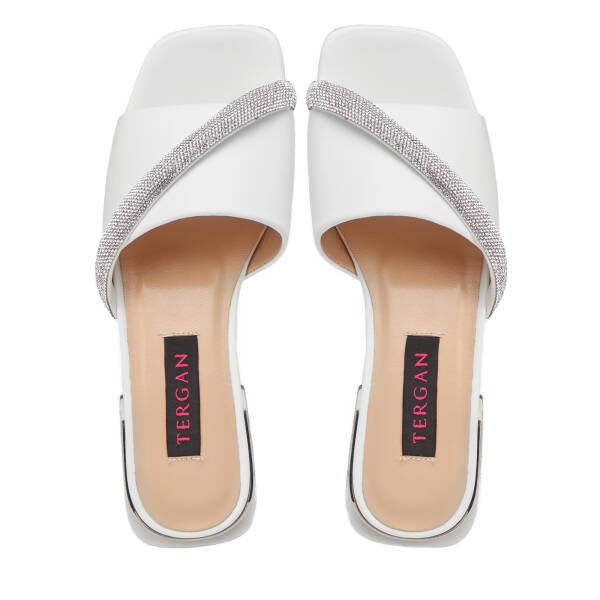 Beyaz Hakiki Deri Kadın Terlik - K25Y1TR67938-A26 - 5