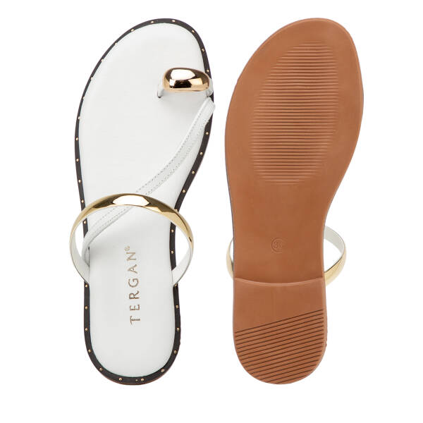Beyaz Hakiki Deri Kadın Terlik - K26Y1TR68435-A26 - 6