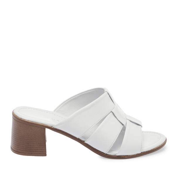 Beyaz Hakiki Deri Kadın Terlik - K26Y1TR68525-A26 - 1