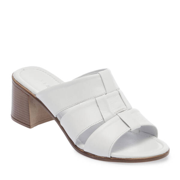 Beyaz Hakiki Deri Kadın Terlik - K26Y1TR68525-A26 - 2