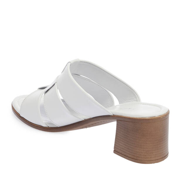 Beyaz Hakiki Deri Kadın Terlik - K26Y1TR68525-A26 - 3