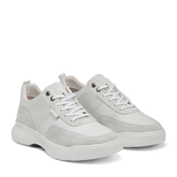 Beyaz Hakiki Süet Deri Erkek Sneaker - E26I1AY57585-W25 - 2