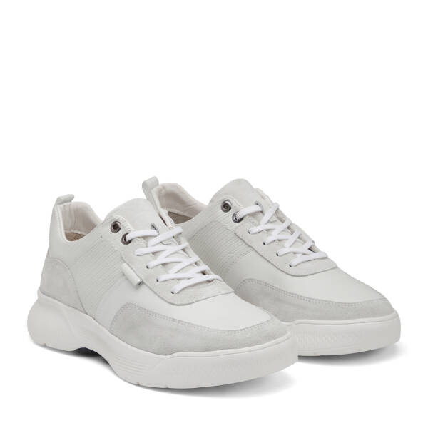 Beyaz Hakiki Süet Deri Erkek Sneaker - E26I1AY57585-W25 - 2
