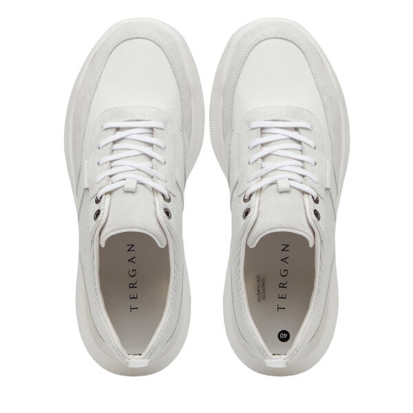 Beyaz Hakiki Süet Deri Erkek Sneaker - E26I1AY57585-W25 - 5