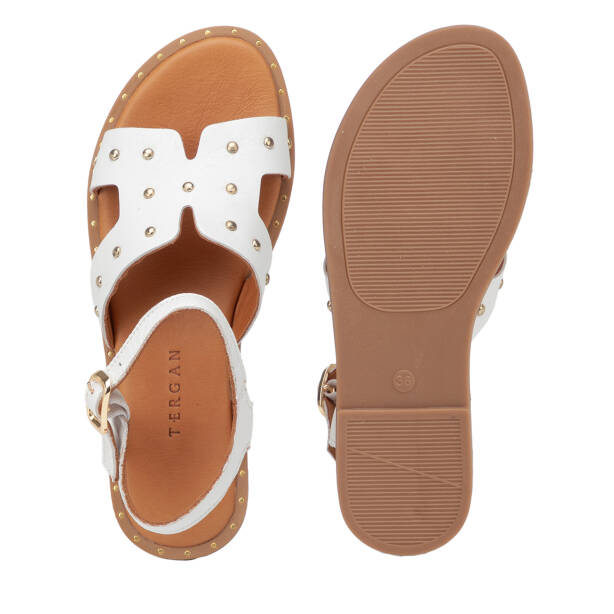 Beyaz Hakiki Süet Deri Kadın Sandalet - K26Y1SN68602-A26 - 6