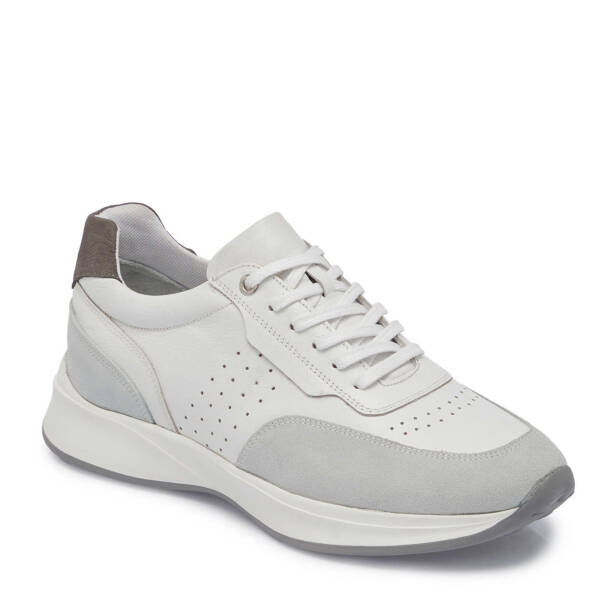 Beyaz Hakiki Süet Deri Erkek Sneaker - E25I1AY57217-W25 - 2