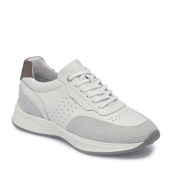 Beyaz Hakiki Süet Deri Erkek Sneaker - E25I1AY57217-W25 - 2