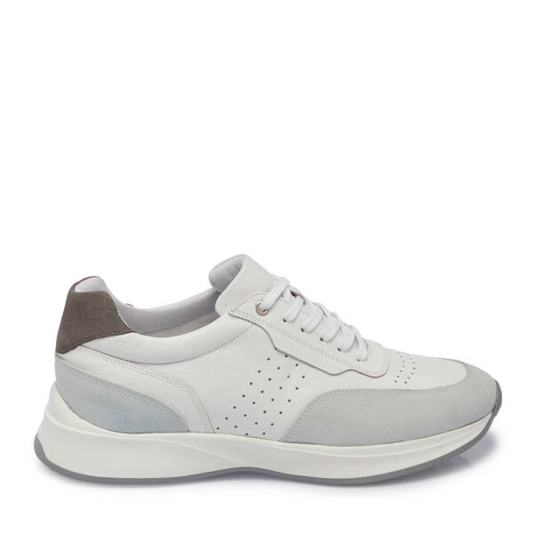 Beyaz Hakiki Süet Deri Erkek Sneaker - E25I1AY57217-W25 - 1