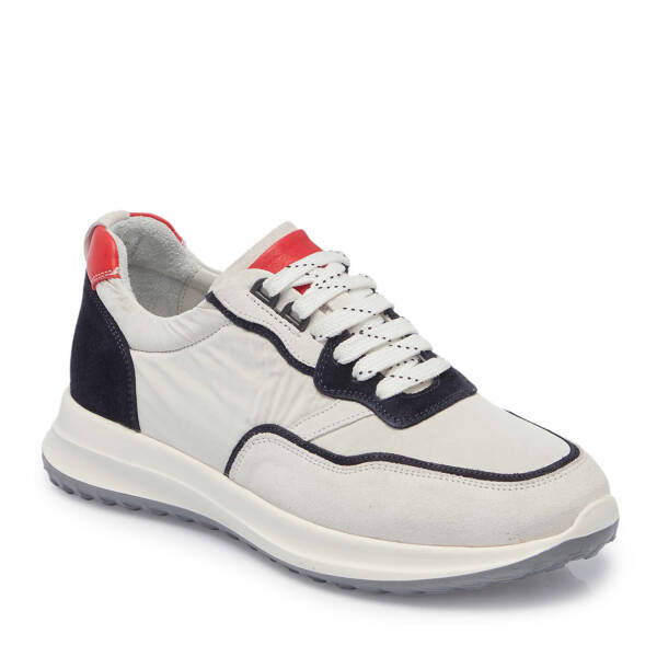 Beyaz Süet Deri Erkek Sneaker - E25I1AY57287-T72 - 2