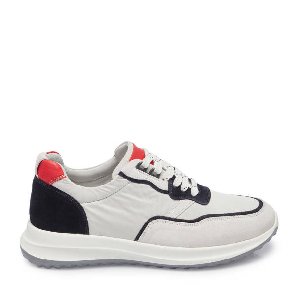 Beyaz Süet Deri Erkek Sneaker - E25I1AY57287-T72 - 1