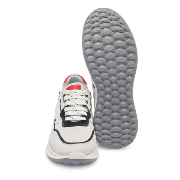 Beyaz Süet Deri Erkek Sneaker - E25I1AY57287-T72 - 4