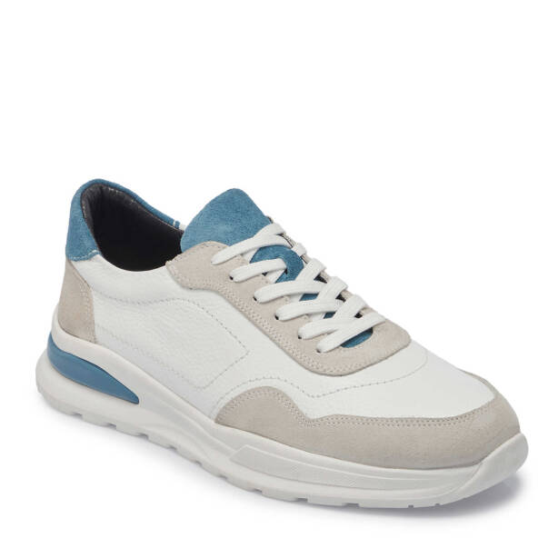 Beyaz Hakiki Süet Deri Erkek Sneaker - E25I1AY57296-W25 - 2