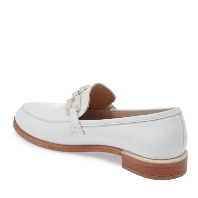  Beyaz Süet Deri Kadın Loafer - K24I1AY67295-A26 - 2