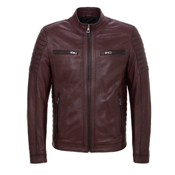 Bordo Hakiki Deri Erkek Deri Ceket - E23KDM310544-R4X - 1
