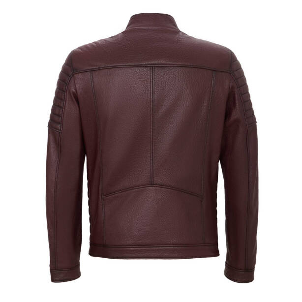 Bordo Hakiki Deri Erkek Deri Ceket - E23KDM310544-R4X - 4