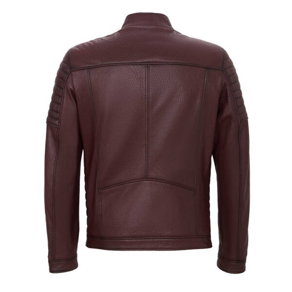 Bordo Hakiki Deri Erkek Deri Ceket - E23KDM310544-R4X - 4