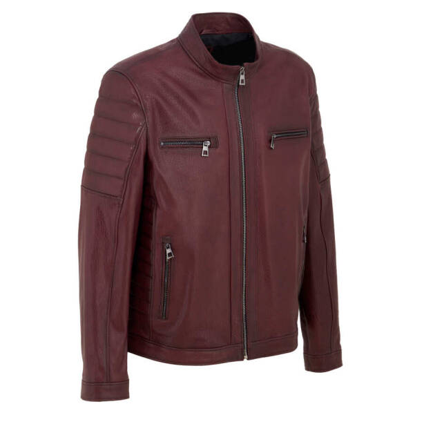 Bordo Hakiki Deri Erkek Deri Mont - E22KDM310314-R4X - 2