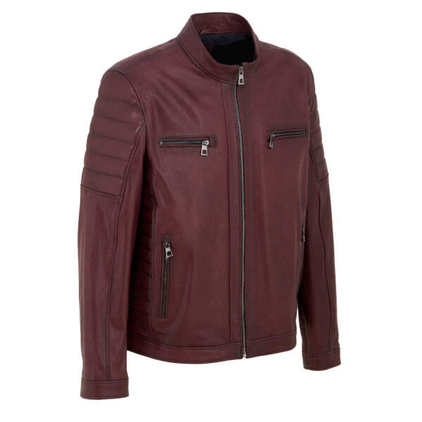 Bordo Hakiki Deri Erkek Deri Mont - E22KDM310314-R4X - 2