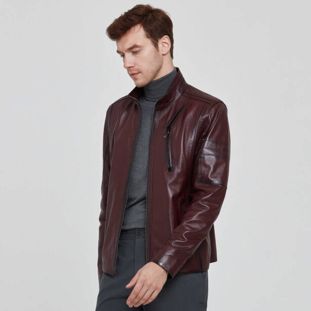 Bordo Deri Erkek Deri Mont - E22KDM310340-Q4N - Tergan