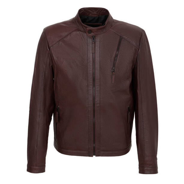 Bordo Hakiki Deri Erkek Deri Mont - E22KDM310381-R4X 
