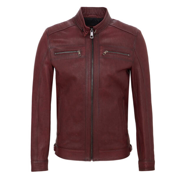 Bordo Hakiki Deri Erkek Deri Mont - E22KDM310414-R4X - 1