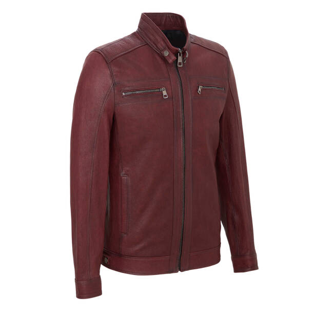 Bordo Hakiki Deri Erkek Deri Mont - E22KDM310414-R4X - 2
