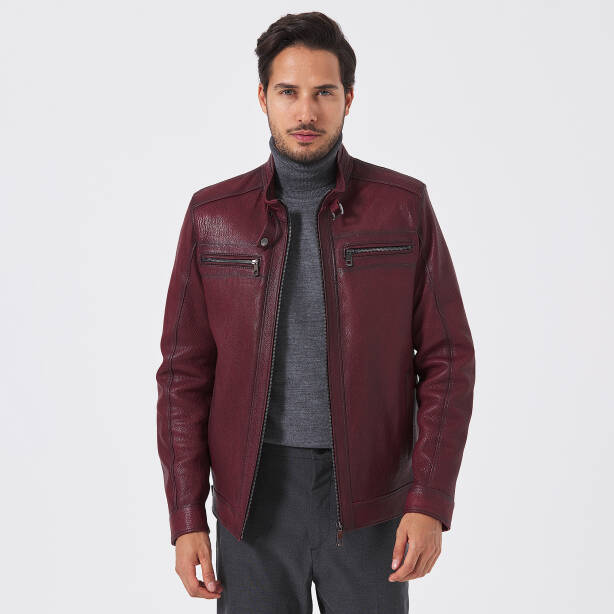 Bordo Deri Erkek Deri Mont - E23BDM310543-R4X - 1