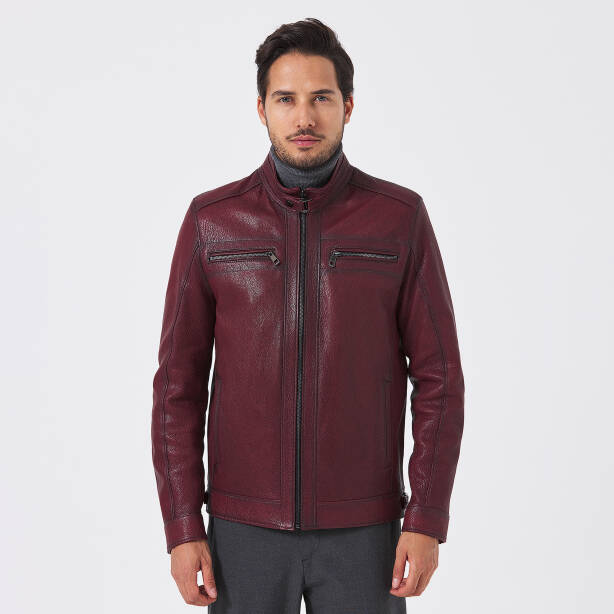 Bordo Deri Erkek Deri Mont - E23BDM310543-R4X - 2
