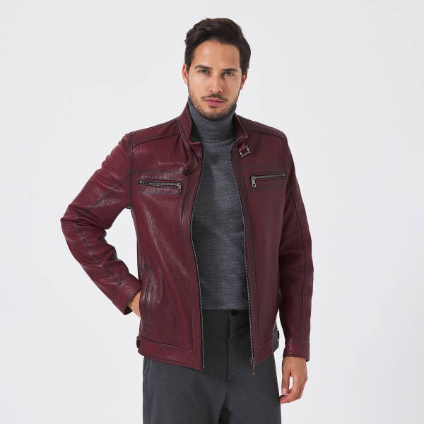 Bordo Deri Erkek Deri Mont - E23BDM310543-R4X - 4