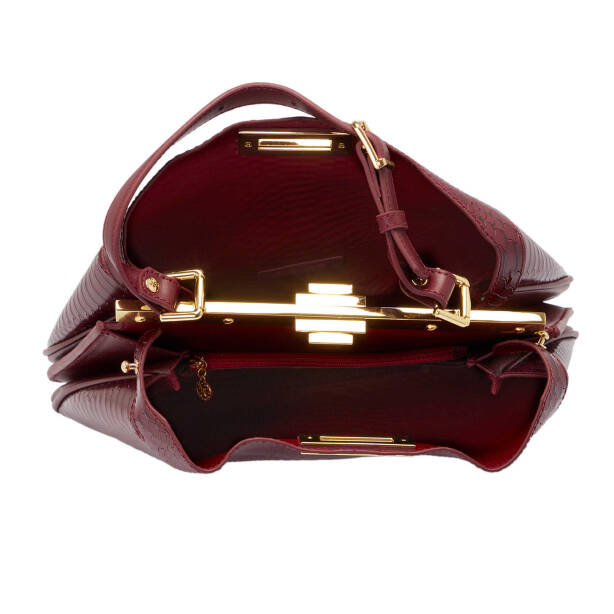 Bordo Deri Kadın Çapraz Askılı Çanta - S25K1BC80444-F9J - 4