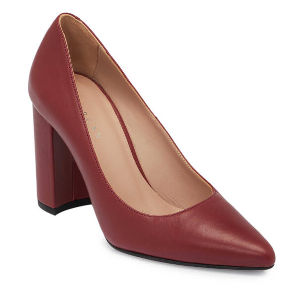 Bordo Deri Kadın Topuklu Ayakkabı - K24S1AY67598-N77 - 1