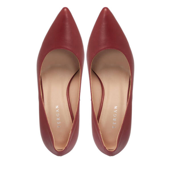 Bordo Deri Kadın Topuklu Ayakkabı - K24S1AY67598-N77 - 5