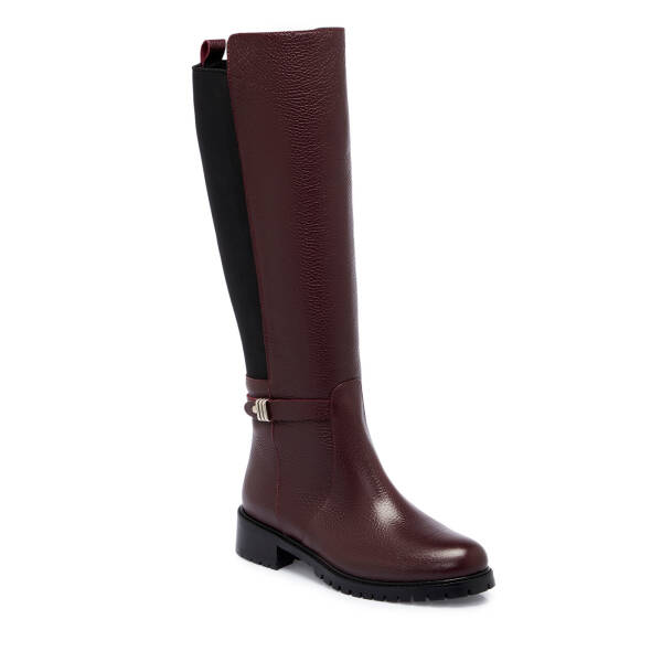 Bordo Deri - Tekstil Kadın Çizme - K25K1CM68263-M71 - 2