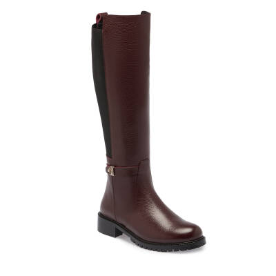  Bordo Deri-Tekstil Kadın Klasik Çizme - K24K1CM67712-M71 