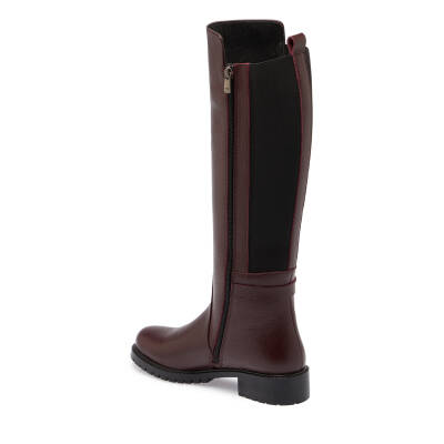  Bordo Deri-Tekstil Kadın Klasik Çizme - K24K1CM67712-M71 - 2