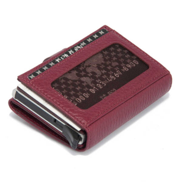 Bordo Hakiki Deri Unisex Kredi Kartlık - S1KK00000263-M71 - 3