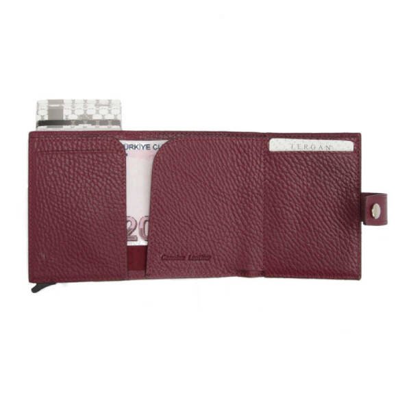 Bordo Hakiki Deri Unisex Kredi Kartlık - S1KK00000263-M71 - 4