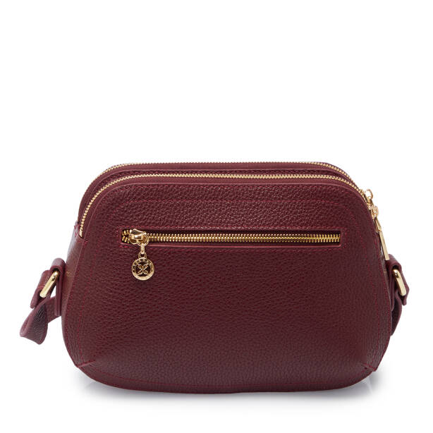 Bordo Hakiki Deri Kadın Çapraz Askılı Çanta - S25K1BC78865-M71 - 3
