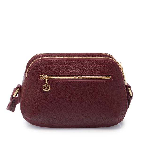 Bordo Hakiki Deri Kadın Çapraz Askılı Çanta - S25K1BC78865-M71 - 3