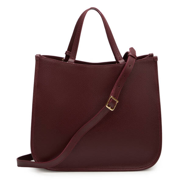 Bordo Hakiki Deri Kadın Çapraz Askılı Çanta - S25K1BC80455-M71 - 3