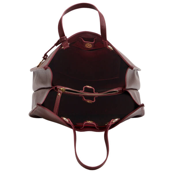 Bordo Hakiki Deri Kadın Çapraz Askılı Çanta - S25K1BC80455-M71 - 4